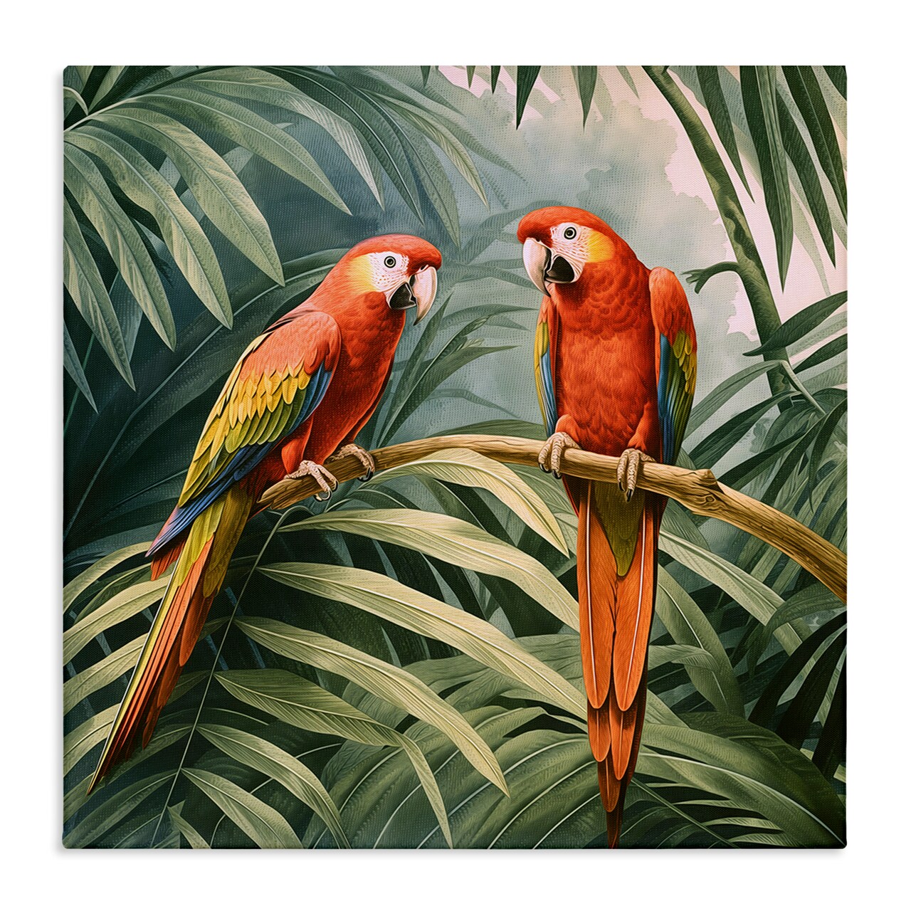 Stupell Industries Parrot Duo in Rainforest Canvas Wall Art Design by Steve Hunziker